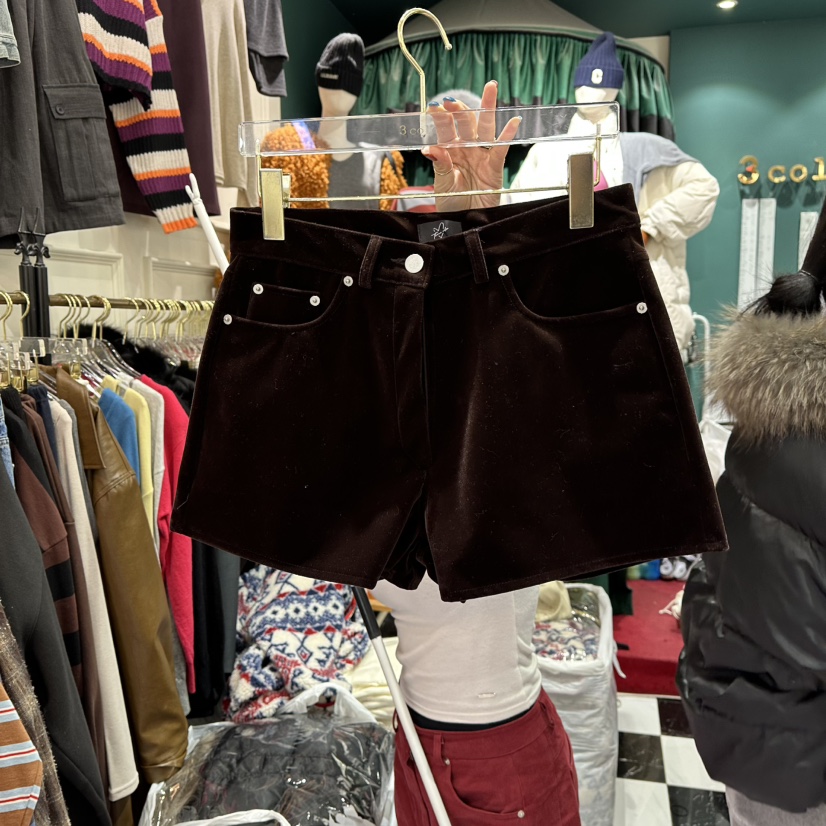 3COLOR東大門㊣實拍女裝新款時尚短褲Three color短褲圖色1棕色