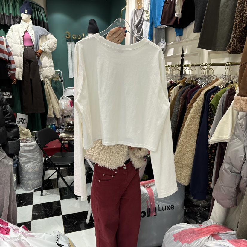 3COLOR韓國代購㊣女裝新款時尚長袖T恤Three color長袖T恤