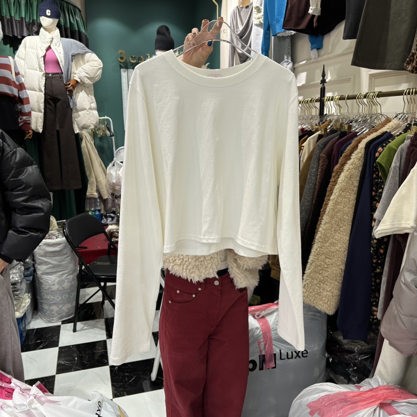 3COLOR韓國代購㊣女裝新款時尚長袖T恤Three color長袖T恤圖色1