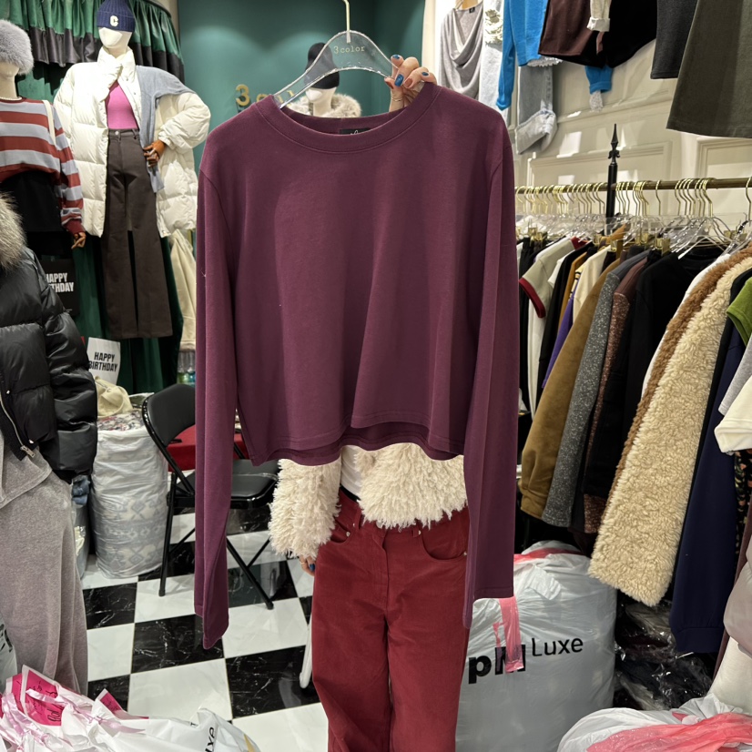 3COLOR韓國代購㊣女裝新款時尚長袖T恤Three color長袖T恤圖色2