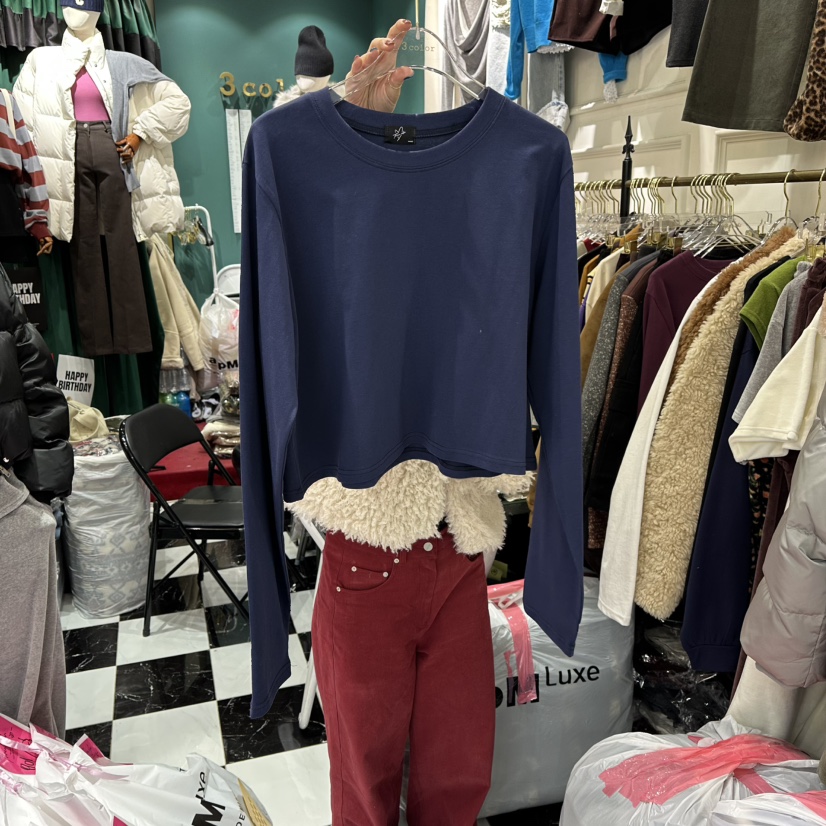 3COLOR韓國代購㊣女裝新款時尚長袖T恤Three color長袖T恤圖色3