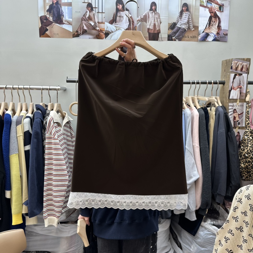 STICK WITH韓國直郵㊣女士新品真品職業25秋冬半身裙中短裙STICK WITH半身裙/中短裙