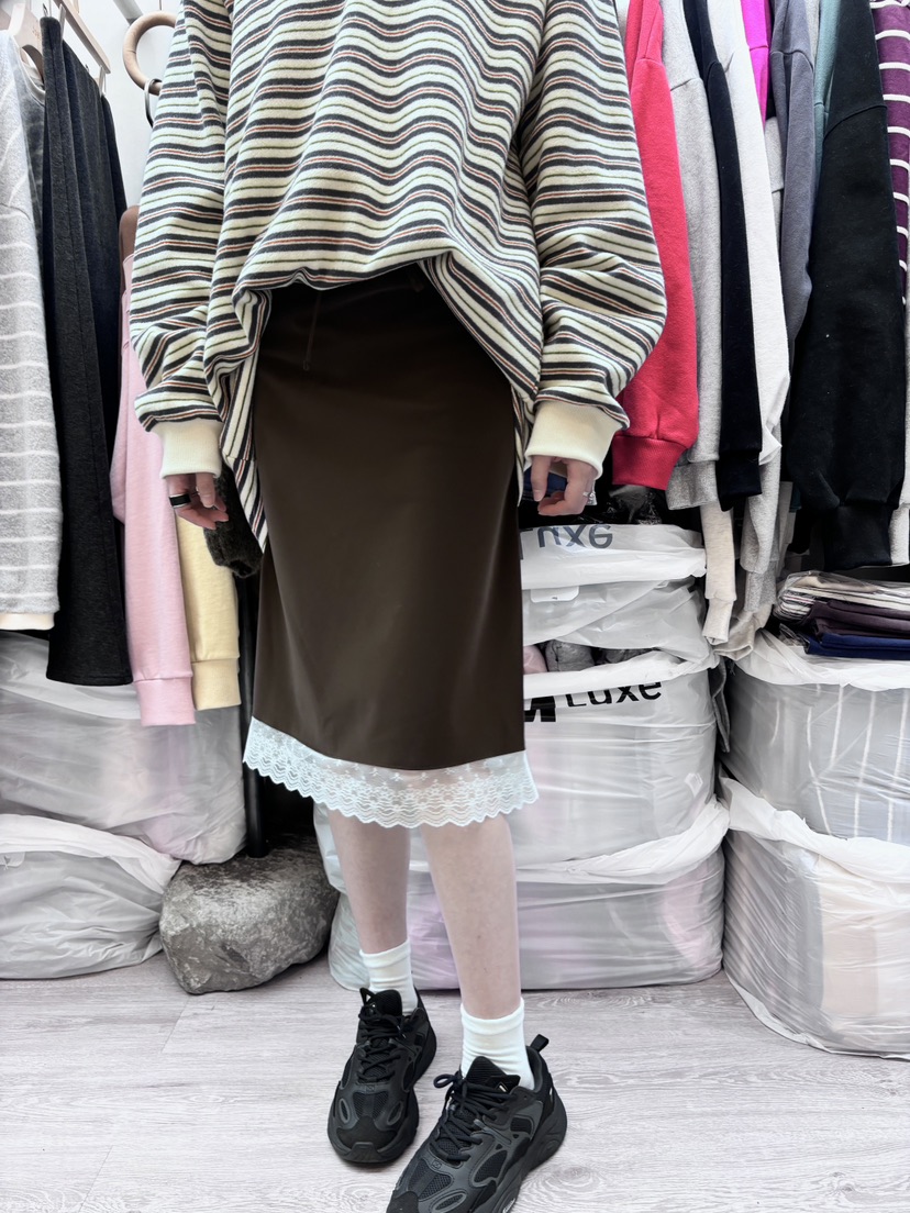 STICK WITH韓國直郵㊣女士新品真品職業25秋冬半身裙中短裙STICK WITH半身裙/中短裙