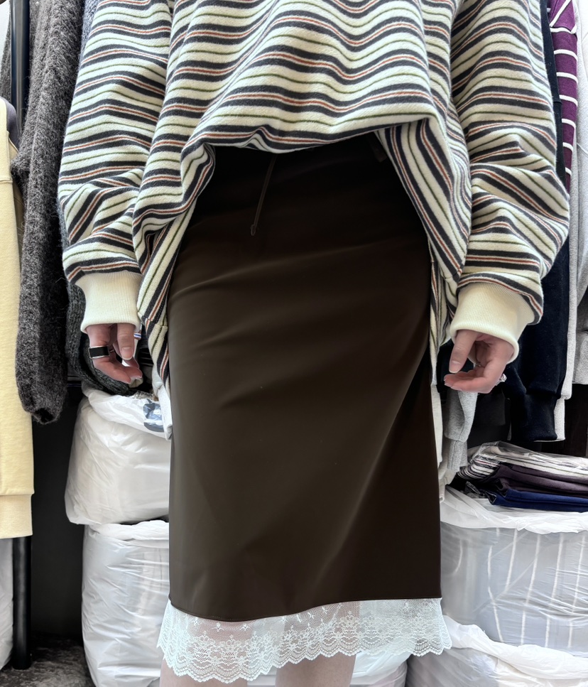 STICK WITH韓國直郵㊣女士新品真品職業25秋冬半身裙中短裙STICK WITH半身裙/中短裙