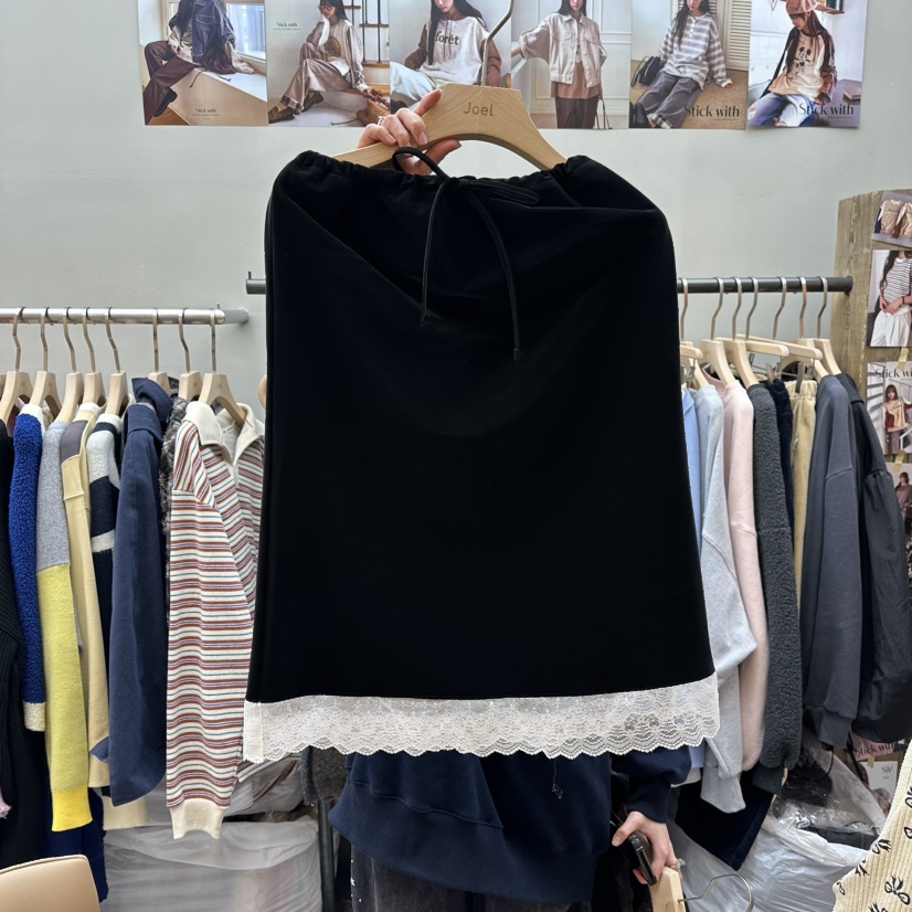 STICK WITH韓國直郵㊣女士新品真品職業25秋冬半身裙中短裙STICK WITH半身裙/中短裙圖色2深藍色