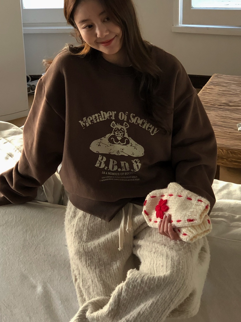 ONDO-P韓國代購㊣女士新款休閑真品推薦25秋冬職業衛衣加絨ONDO-P衛衣