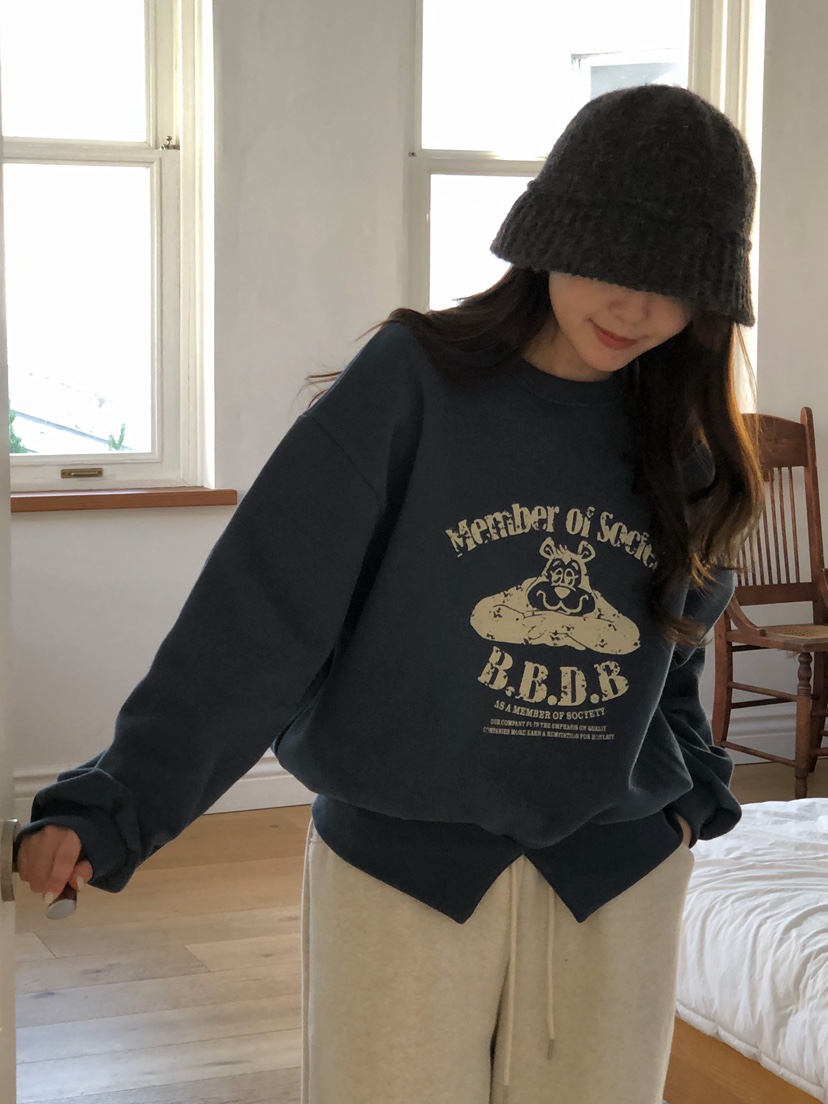 ONDO-P韓國代購㊣女士新款休閑真品推薦25秋冬職業衛衣加絨ONDO-P衛衣