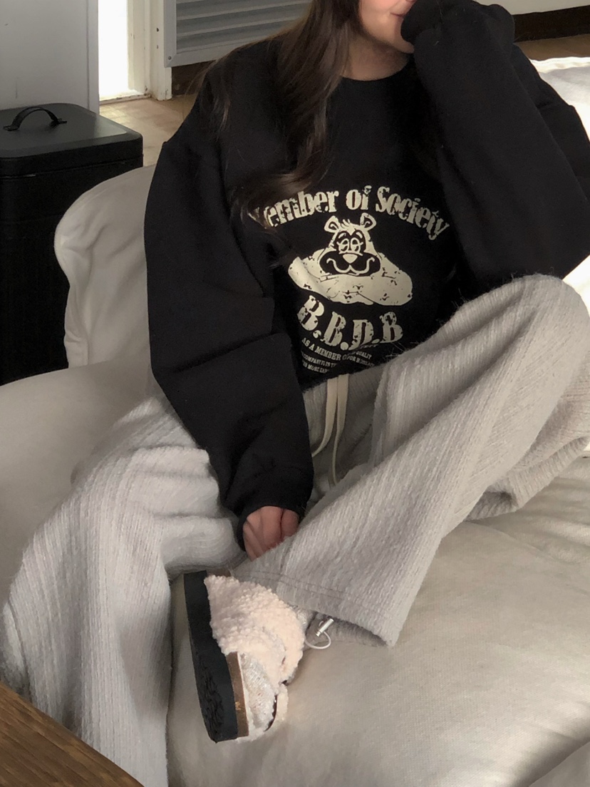 ONDO-P韓國代購㊣女士新款休閑真品推薦25秋冬職業衛衣加絨ONDO-P衛衣