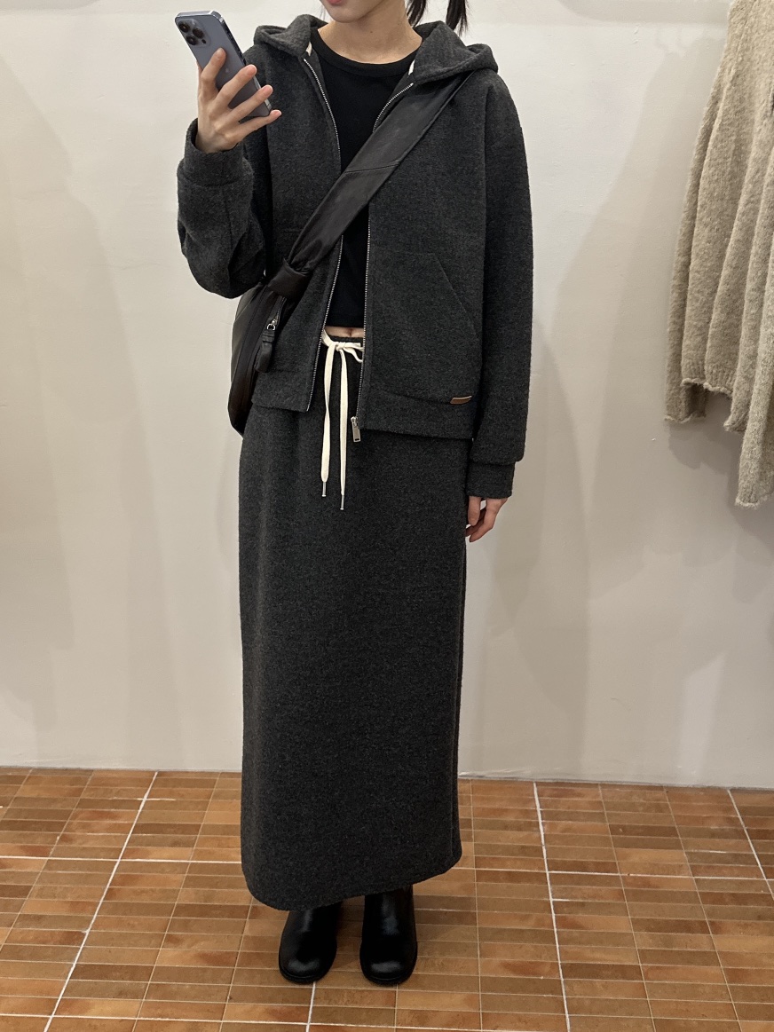 LOGON韓國代購㊣女士新品熱賣推薦人氣休閑真品長裙羊毛羅紋LOGON長裙