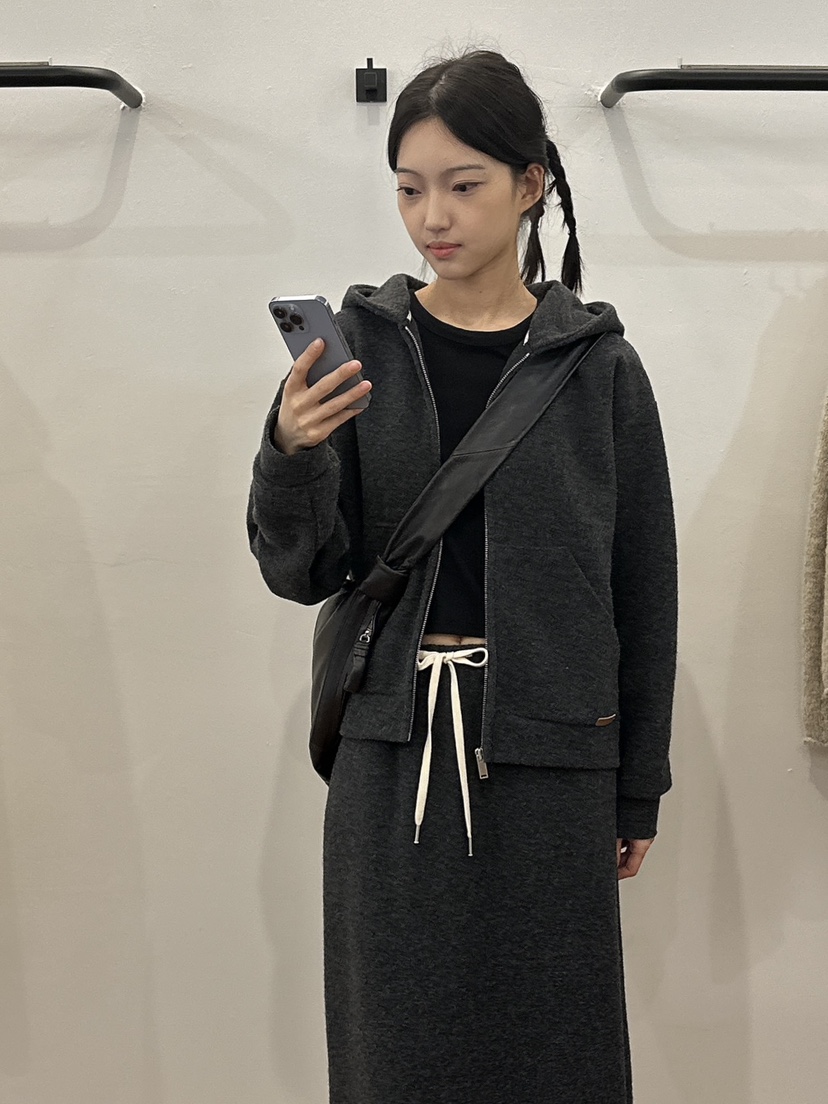 LOGON東大門㊣直郵女裝新款25秋冬職業真品針織衫連帽拉鏈衫LOGON針織衫