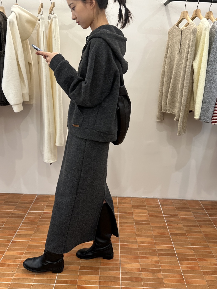 LOGON東大門㊣直郵女裝新款25秋冬職業真品針織衫連帽拉鏈衫LOGON針織衫