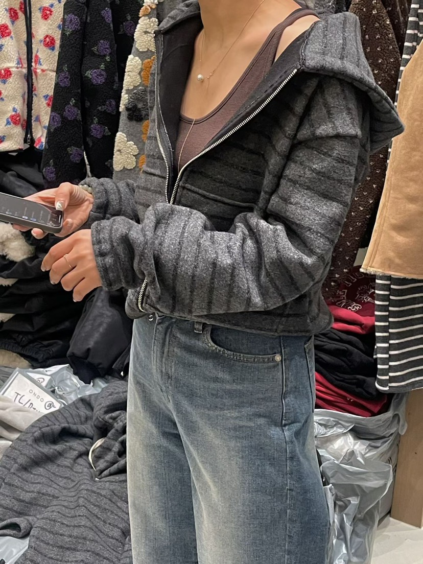 ONDO-P東大門㊣實拍女裝新品時尚真品25秋冬休閑針織衫連帽衫ONDO-P針織衫