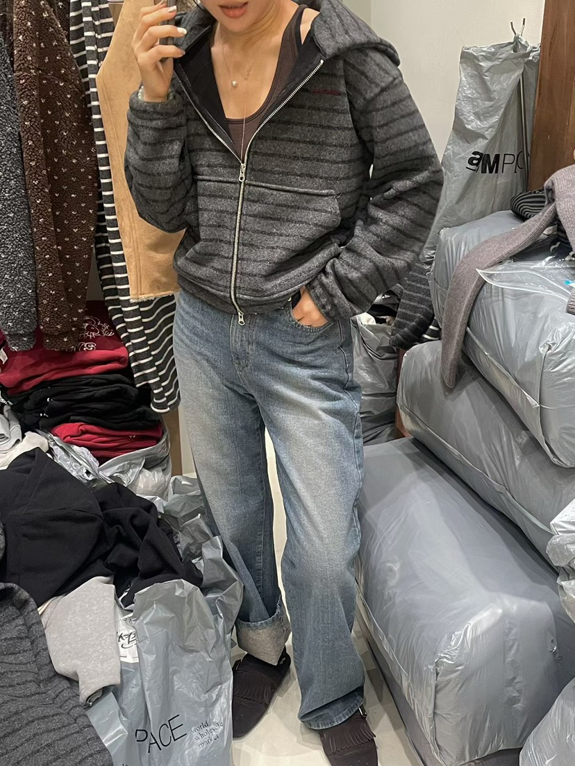 ONDO-P東大門㊣實拍女裝新品時尚真品25秋冬休閑針織衫連帽衫ONDO-P針織衫