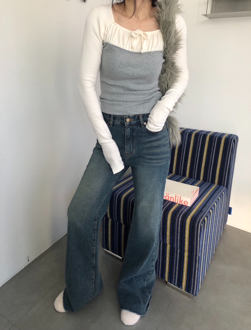 MELTED-P東大門㊣代購女裝新款熱賣推薦人氣牛仔褲加絨羊毛MELTED-P牛仔褲