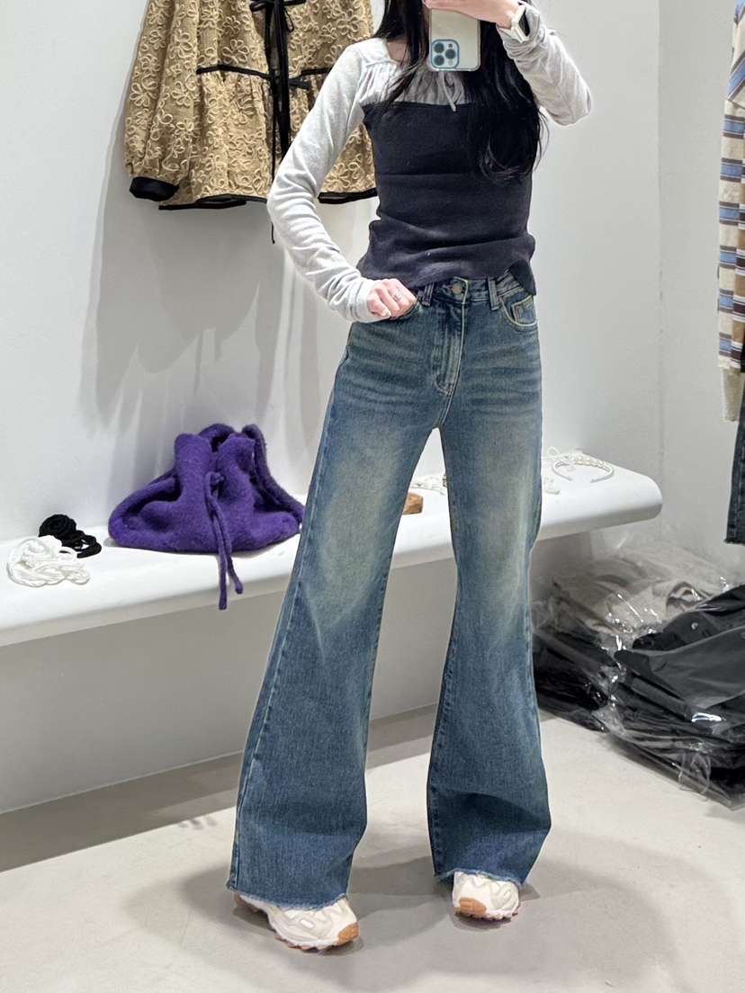 MELTED-P東大門㊣代購女裝新款熱賣推薦人氣牛仔褲加絨羊毛MELTED-P牛仔褲圖色1