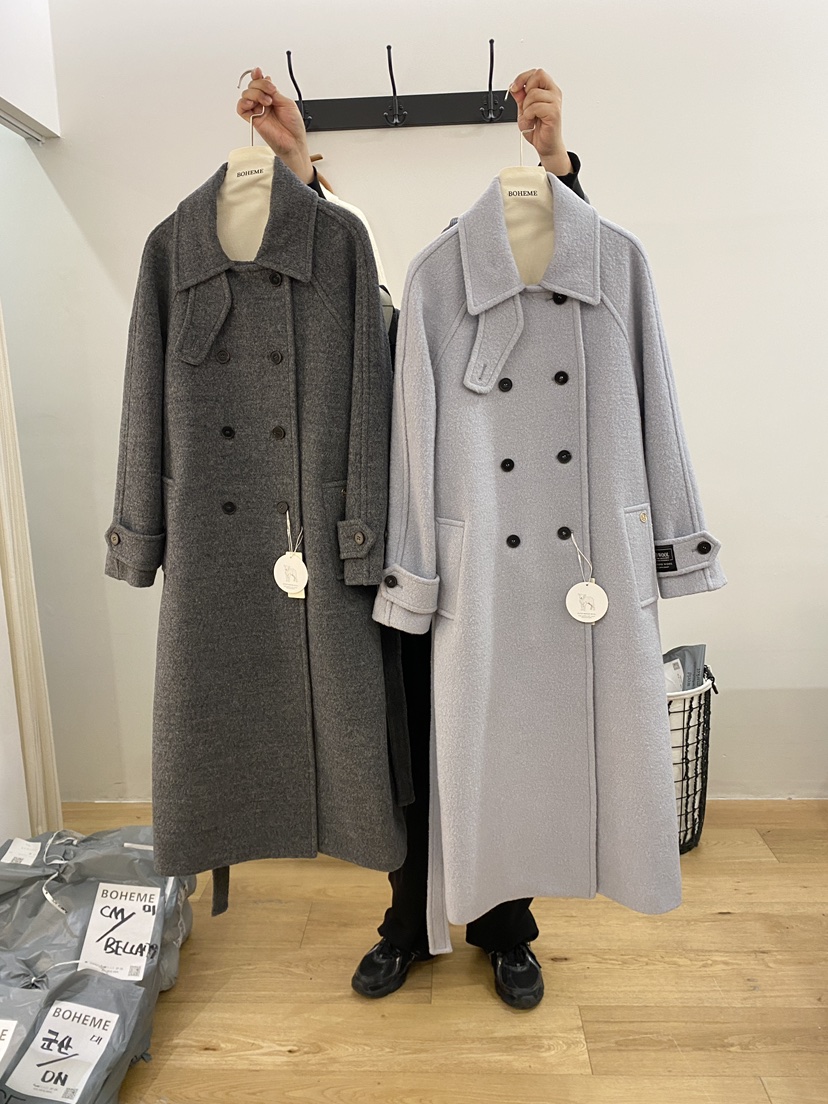 BOHEME東大門㊣代購女裝新款時尚熱賣真品人氣中長款大衣羊毛BOHEME中長款大衣