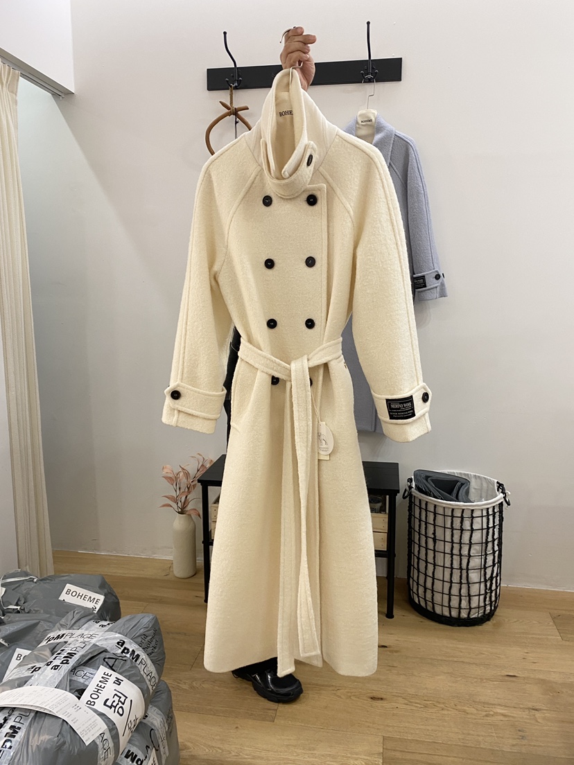 BOHEME東大門㊣代購女裝新款時尚熱賣真品人氣中長款大衣羊毛BOHEME中長款大衣圖色1