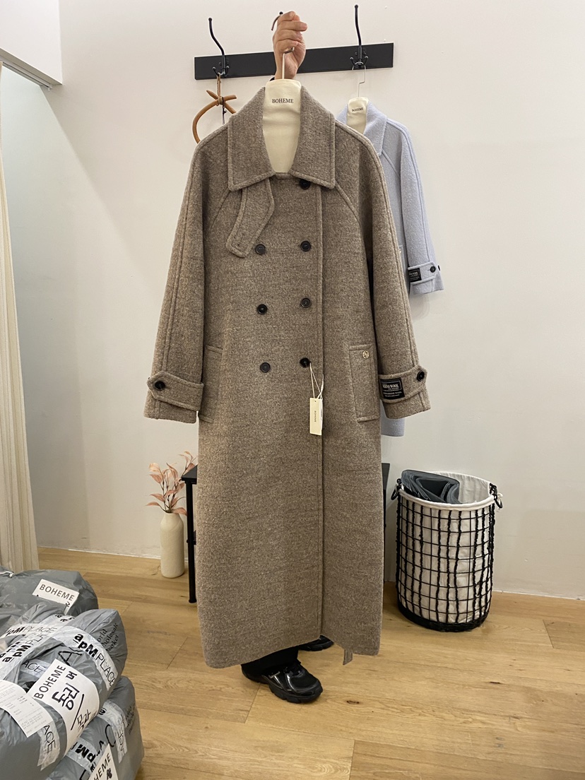 BOHEME東大門㊣代購女裝新款時尚熱賣真品人氣中長款大衣羊毛BOHEME中長款大衣圖色2