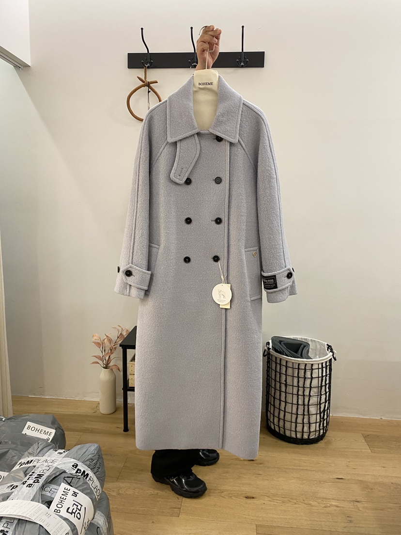 BOHEME東大門㊣代購女裝新款時尚熱賣真品人氣中長款大衣羊毛BOHEME中長款大衣圖色3