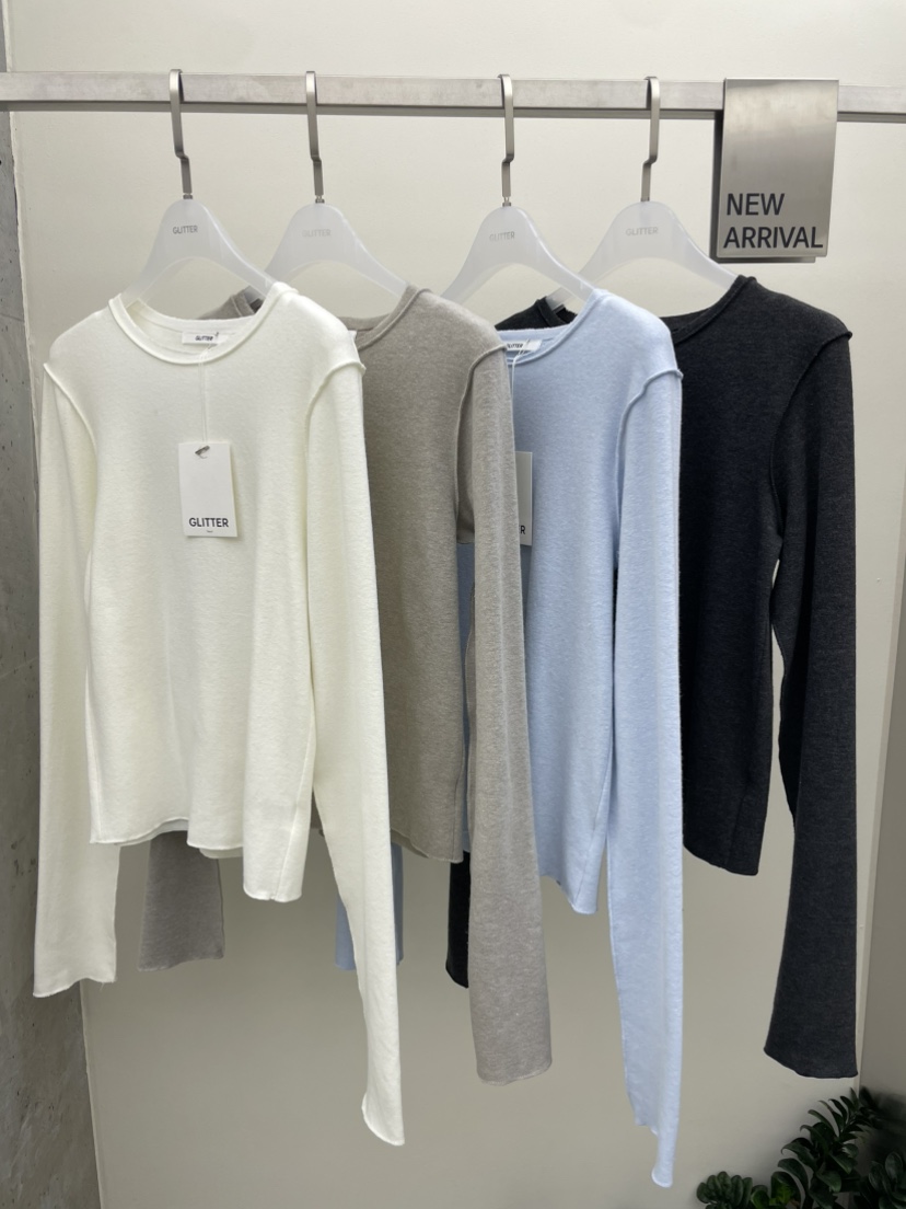 GLITTER東大門㊣實拍女裝新品25秋冬職業真品人氣熱賣長袖T恤GLITTER長袖T恤