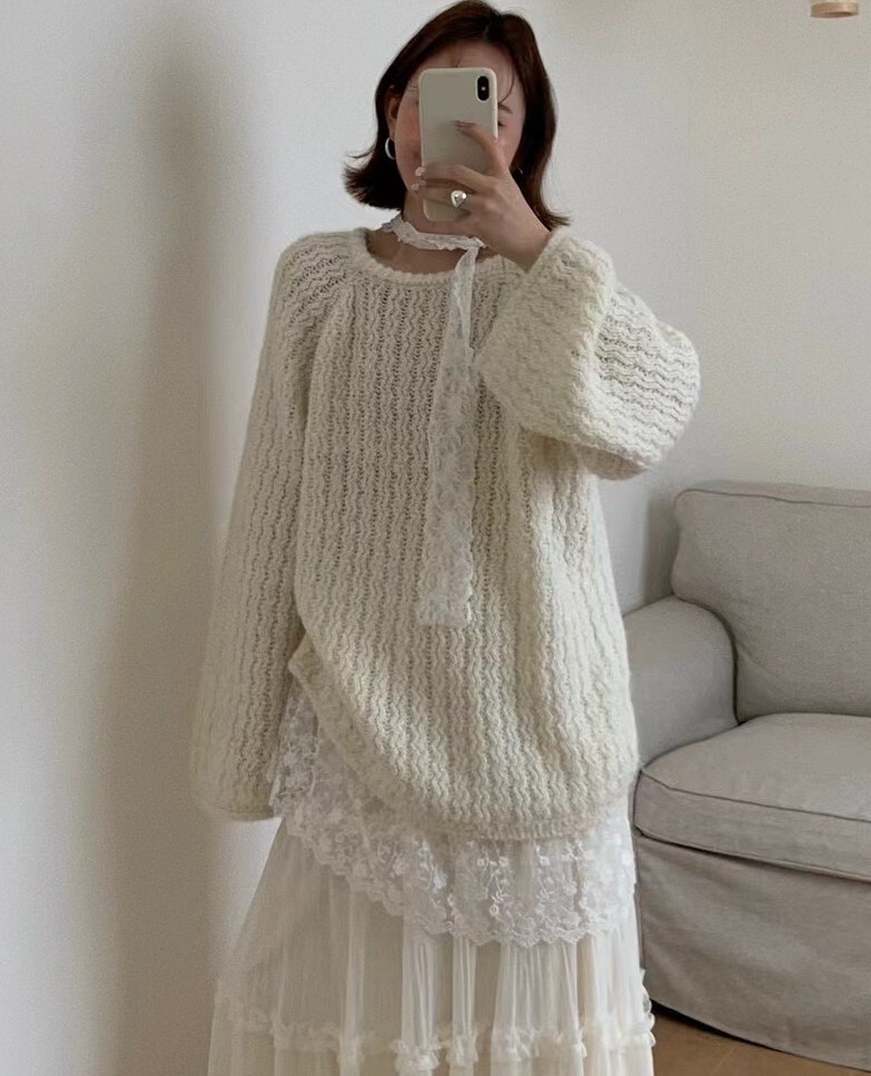 OLA韓國代購㊣女士新款熱賣真品推薦職業時尚人氣針織衫含脖帶mellor/OLA針織衫