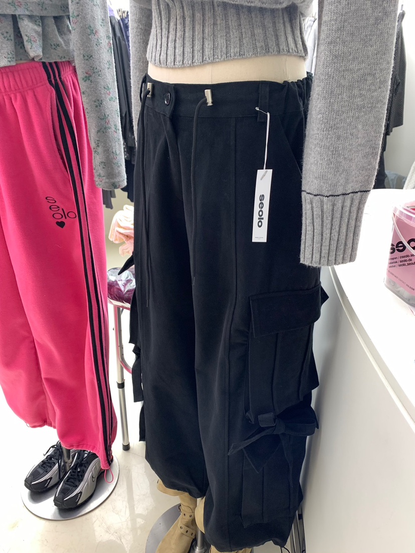 SEOLO東大門㊣直郵女士新品真品熱賣時尚推薦休閑休閑褲口袋Seolo seoul休閑褲