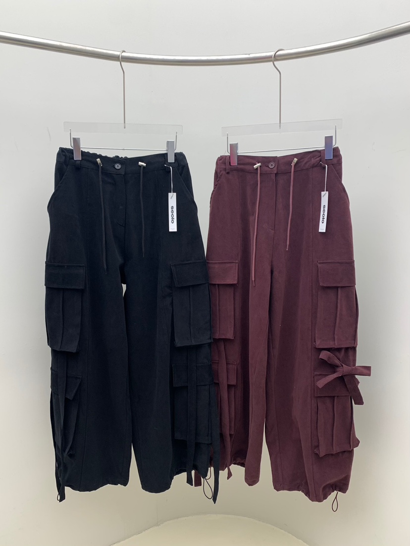 SEOLO東大門㊣直郵女士新品真品熱賣時尚推薦休閑休閑褲口袋Seolo seoul休閑褲