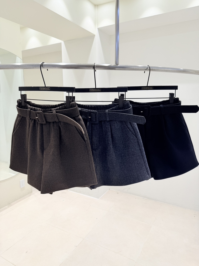 CORAL韓國代購㊣女裝新品真品熱賣推薦時尚人氣短褲含腰帶系帶CORAL短褲