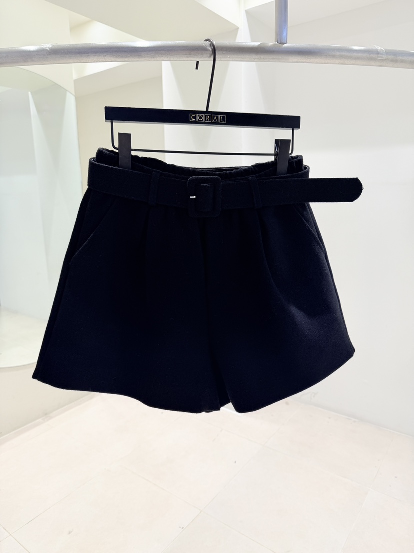 CORAL韓國代購㊣女裝新品真品熱賣推薦時尚人氣短褲含腰帶系帶CORAL短褲圖色2