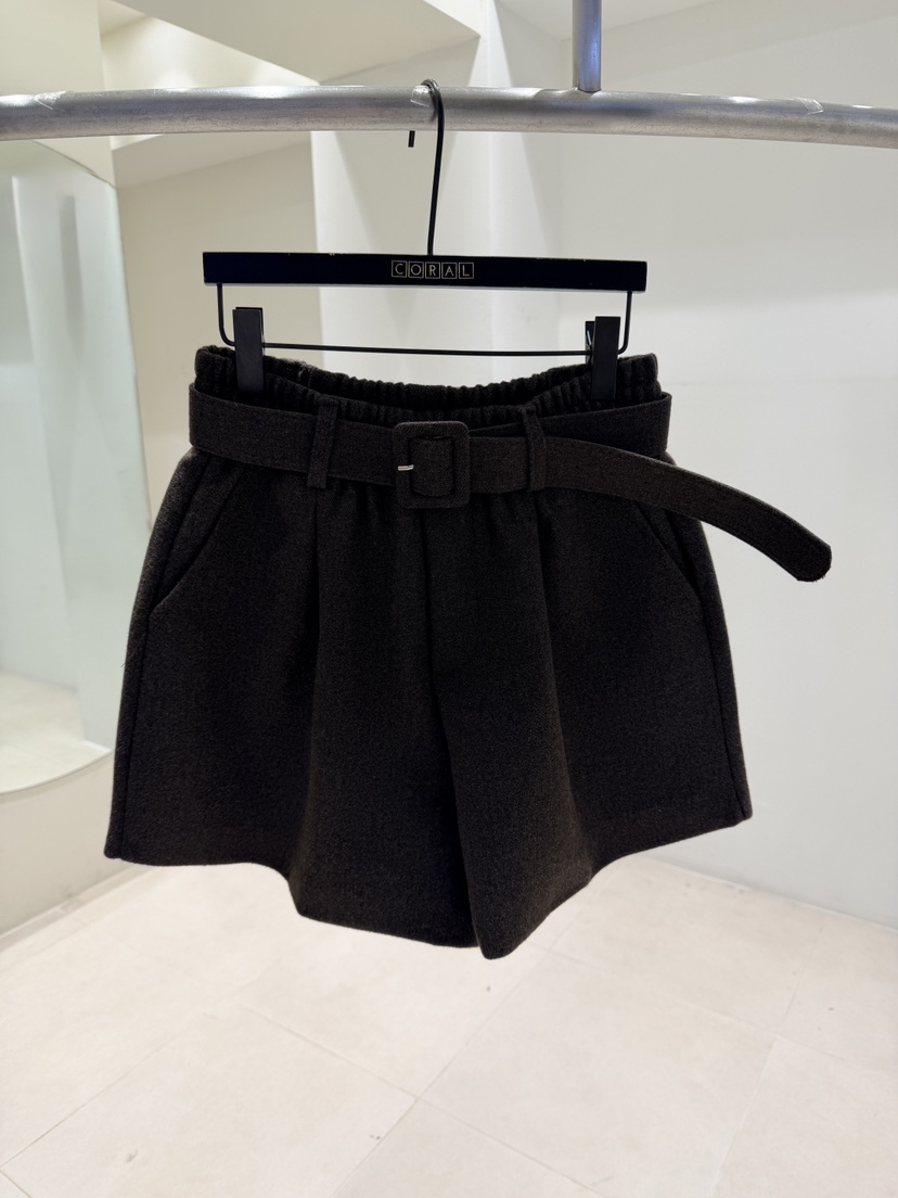 CORAL韓國代購㊣女裝新品真品熱賣推薦時尚人氣短褲含腰帶系帶CORAL短褲圖色3