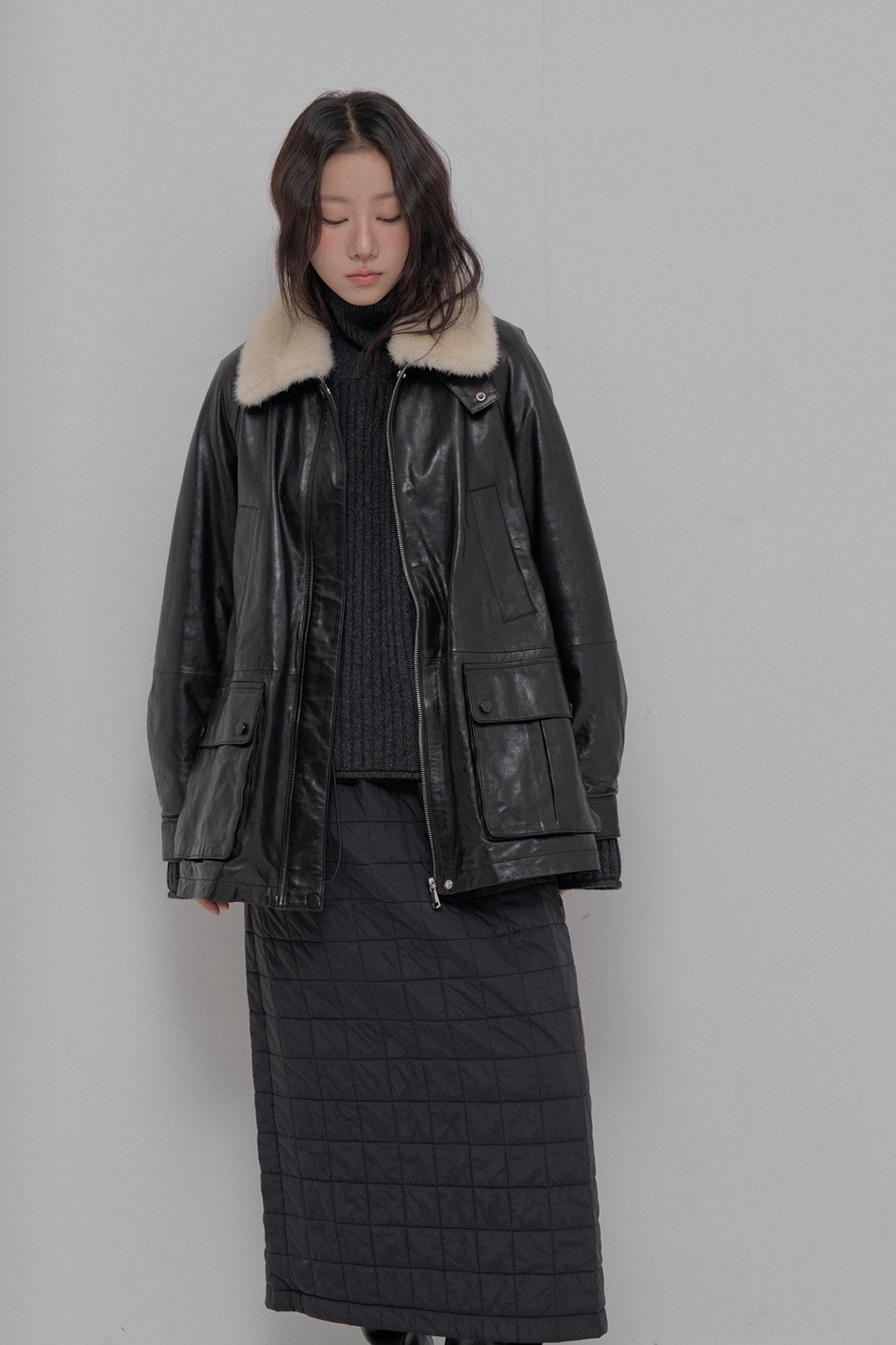 ATHEA韓國代購㊣女裝新款人氣25秋冬休閑推薦職業皮衣羊皮貂皮ATHEA皮衣