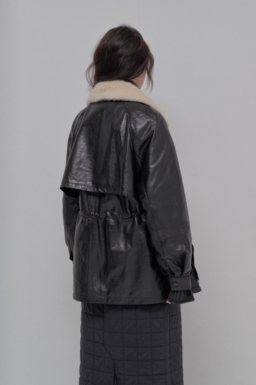 ATHEA韓國代購㊣女裝新款人氣25秋冬休閑推薦職業皮衣羊皮貂皮ATHEA皮衣