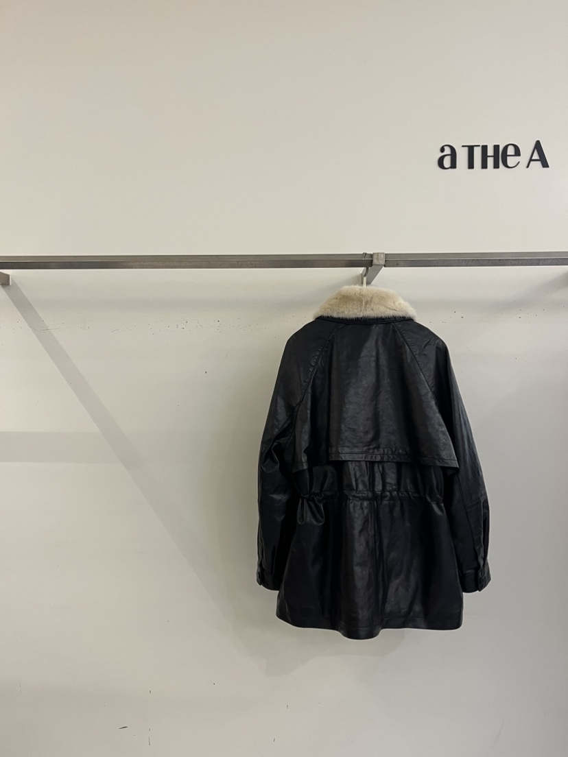 ATHEA韓國代購㊣女裝新款人氣25秋冬休閑推薦職業皮衣羊皮貂皮ATHEA皮衣
