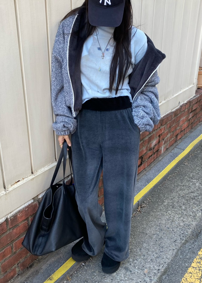 OUPPT韓國代購㊣女裝新品真品人氣職業25秋冬推薦休閑褲絲絨OUPPT休閑褲