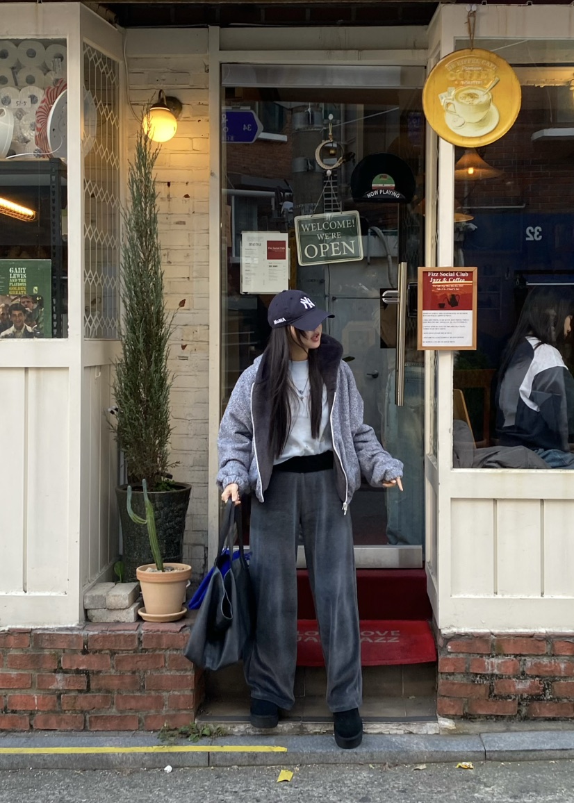 OUPPT韓國代購㊣女裝新品真品人氣職業25秋冬推薦休閑褲絲絨OUPPT休閑褲