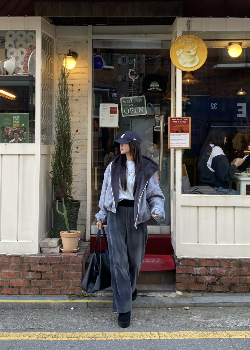 OUPPT韓國代購㊣女裝新品真品人氣職業25秋冬推薦休閑褲絲絨OUPPT休閑褲