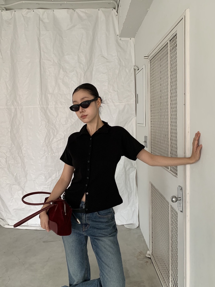 SUNDER MARKET東大門㊣代購女士新款熱賣推薦真品職業T恤紐扣SUNDER MARKETT恤