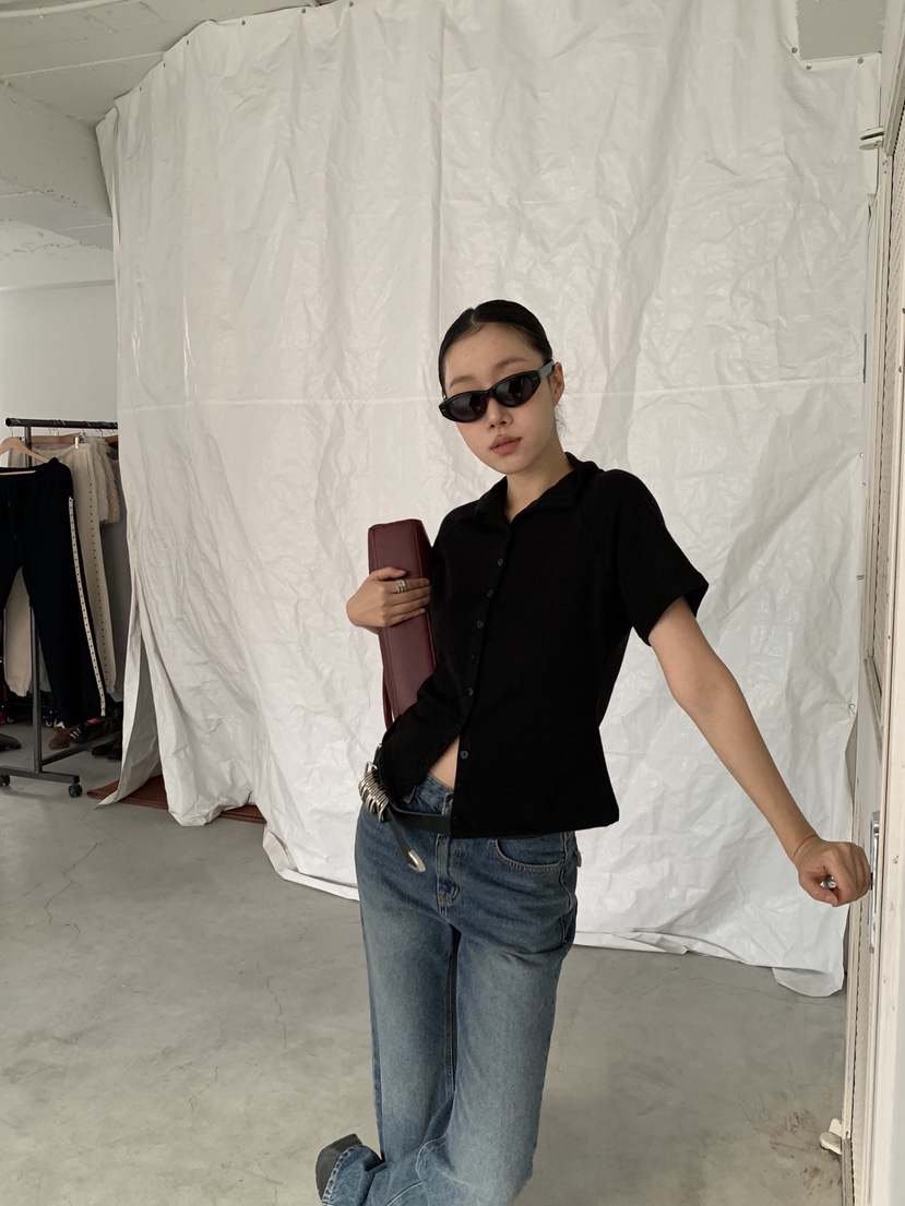 SUNDER MARKET東大門㊣代購女士新款熱賣推薦真品職業T恤紐扣SUNDER MARKETT恤