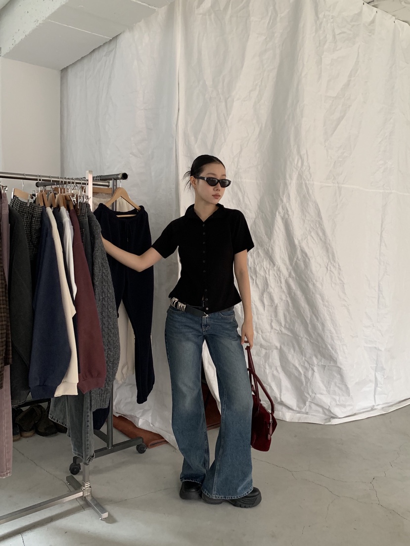 SUNDER MARKET東大門㊣代購女士新款熱賣推薦真品職業T恤紐扣SUNDER MARKETT恤