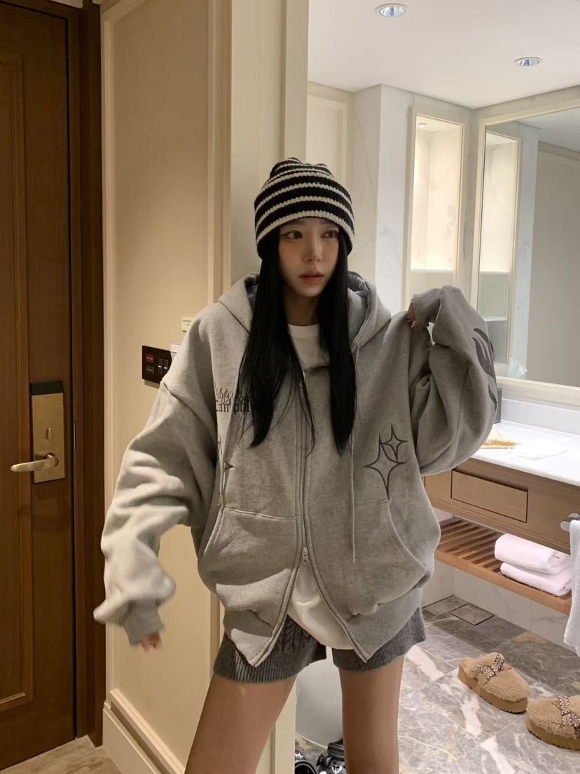 BADCALM韓國代購㊣女裝新品25秋冬熱賣休閑真品推薦夾克連帽衫BADCALM夾克