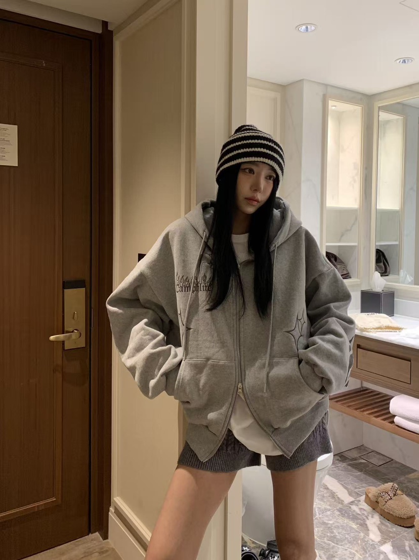 BADCALM韓國代購㊣女裝新品25秋冬熱賣休閑真品推薦夾克連帽衫BADCALM夾克