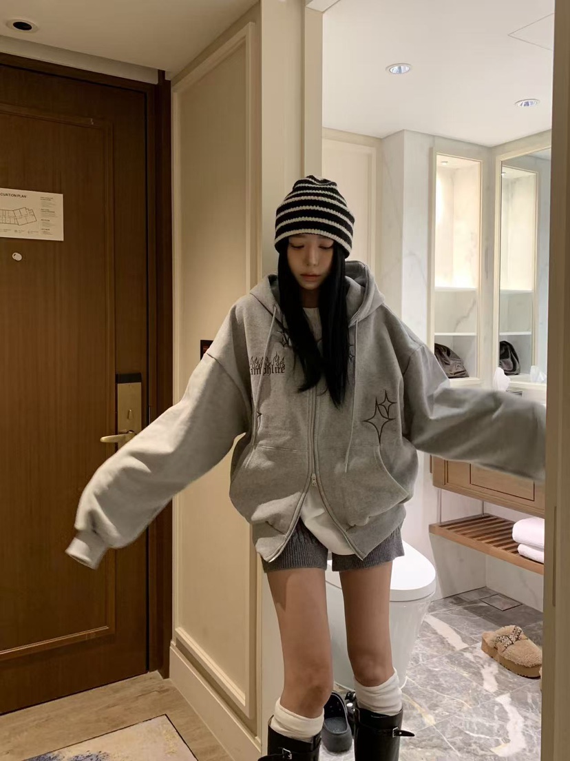 BADCALM韓國代購㊣女裝新品25秋冬熱賣休閑真品推薦夾克連帽衫BADCALM夾克