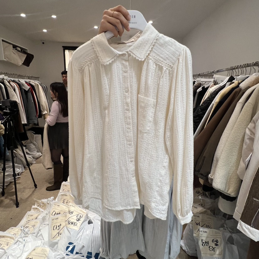 VENIR-a東大門㊣代購女士新品熱賣職業25秋冬休閑襯衫蕾絲衫VENIR-a襯衫/蕾絲衫圖色1