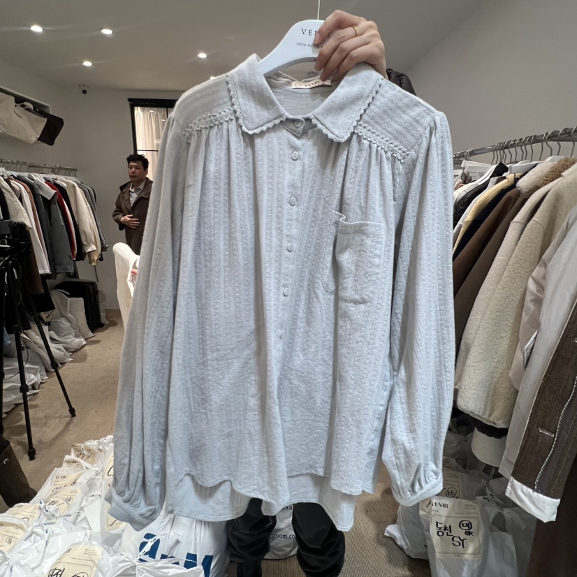 VENIR-a東大門㊣代購女士新品熱賣職業25秋冬休閑襯衫蕾絲衫VENIR-a襯衫/蕾絲衫圖色2