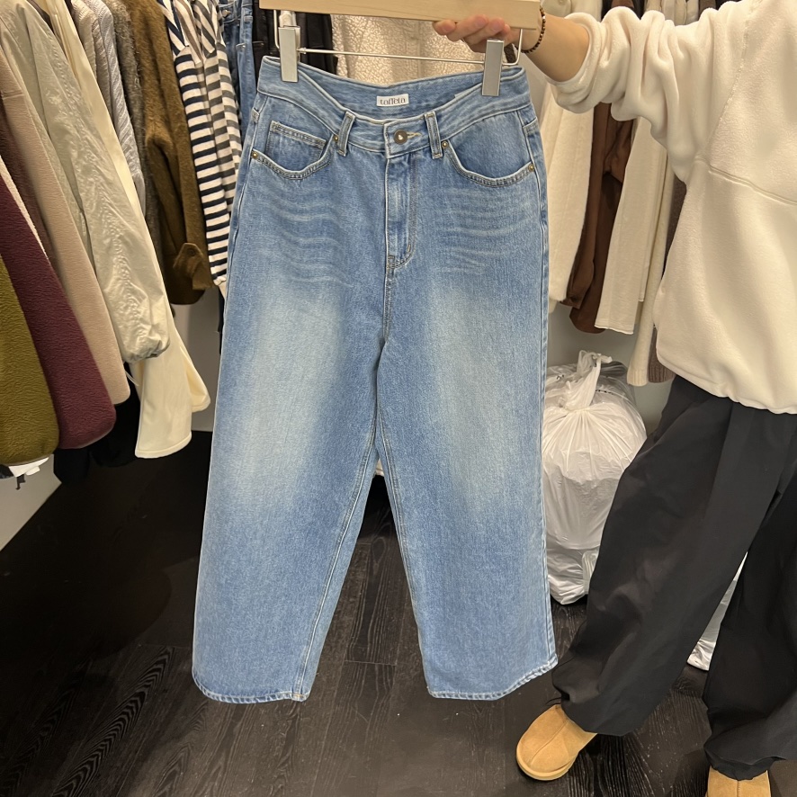 TAFFETA東大門㊣代購女裝新款25秋冬人氣推薦熱賣牛仔褲拉絨TAFFETA牛仔褲圖色1