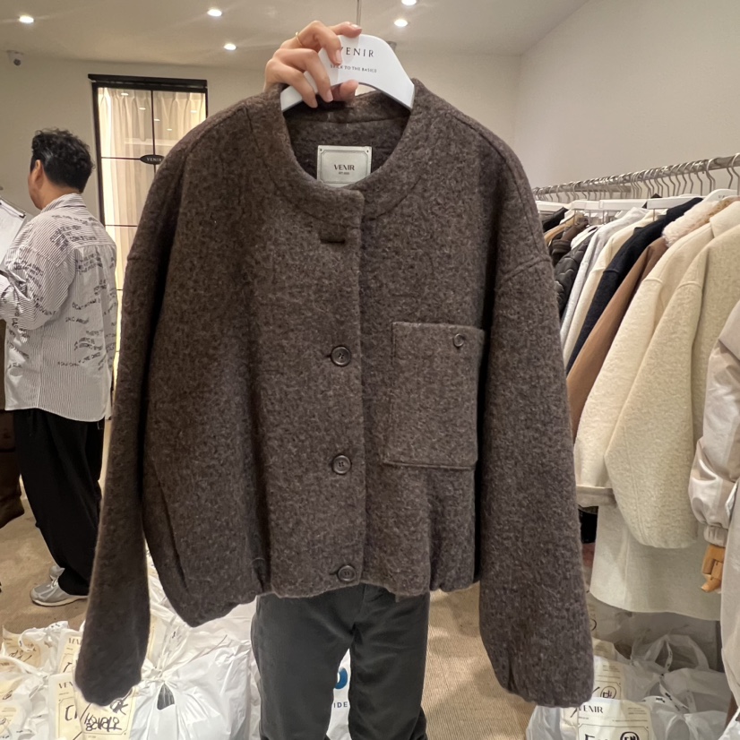 VENIR-a東大門㊣直郵女裝新品真品職業休閑25秋冬短款大衣棉VENIR-a短款大衣圖色2