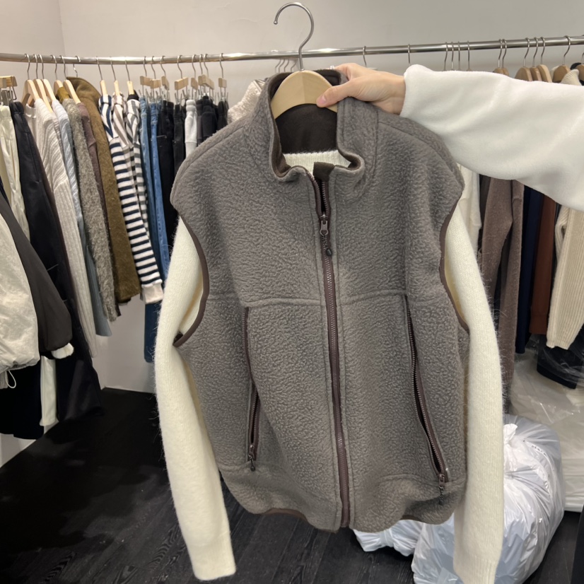 TAFFETA東大門㊣實拍女裝新款人氣時尚休閑馬甲不含內搭抓絨TAFFETA馬甲圖色2