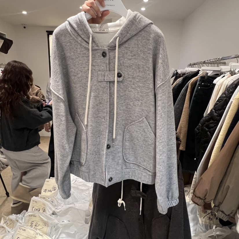 VENIR-a韓國直郵㊣女士新品職業真品25秋冬推薦衛衣拉鏈加絨VENIR-a衛衣圖色2