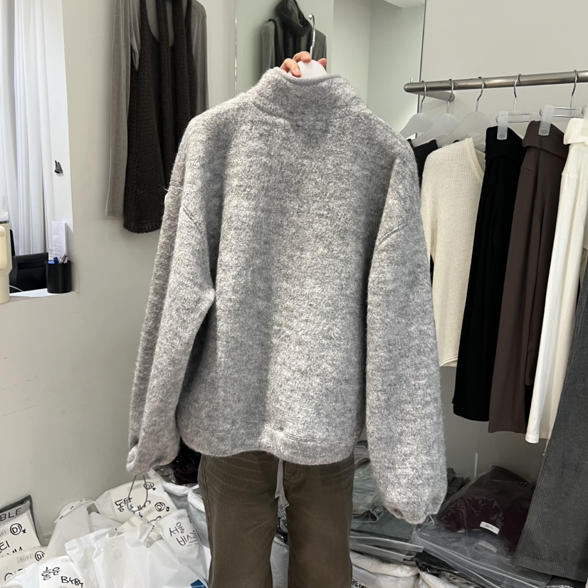 AUBE韓國代購㊣女裝新款推薦人氣真品休閑25秋冬衛衣加絨拉鏈AUBE衛衣