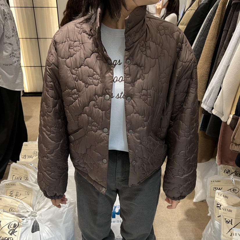 VENIR-a東大門㊣實拍女裝新款時尚熱賣真品短款棉服絎縫絨VENIR-a短款棉服圖色1